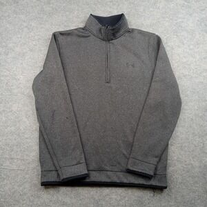 Under Armour Sweater Mens Medium Gray ColdGear‎ Fleece Golf Quarter Zip Pullover